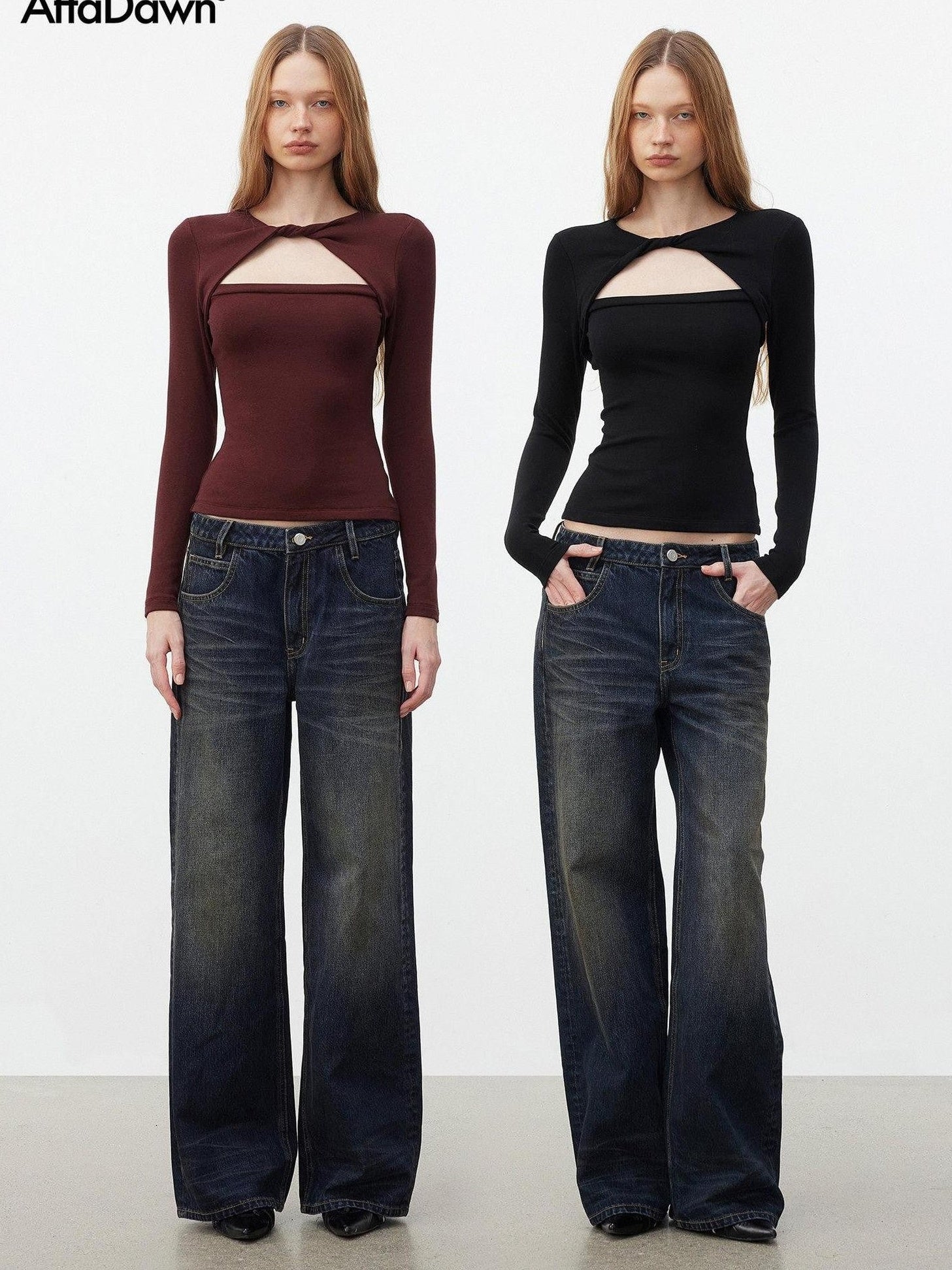 AFTADAWN Faux Layered Openwork Twist Slim Women&