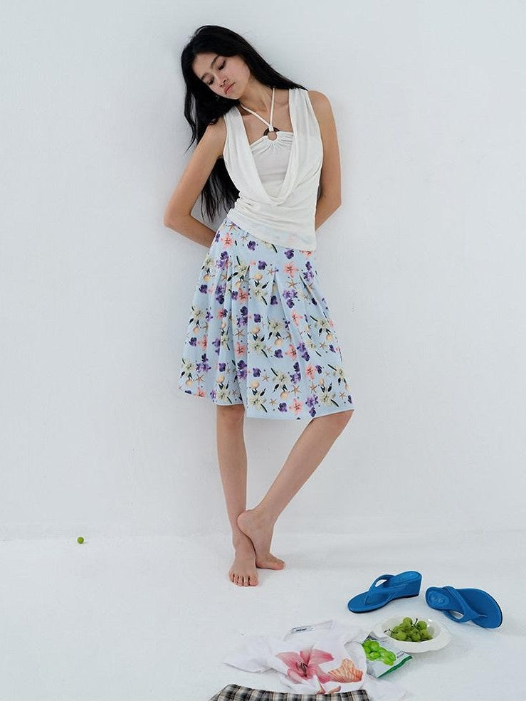 AFTADAWN Light Blue Island Floral Print Women&