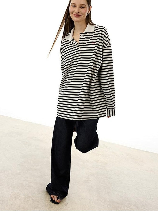 AFTADAWN Black White Striped Patchwork Women&
