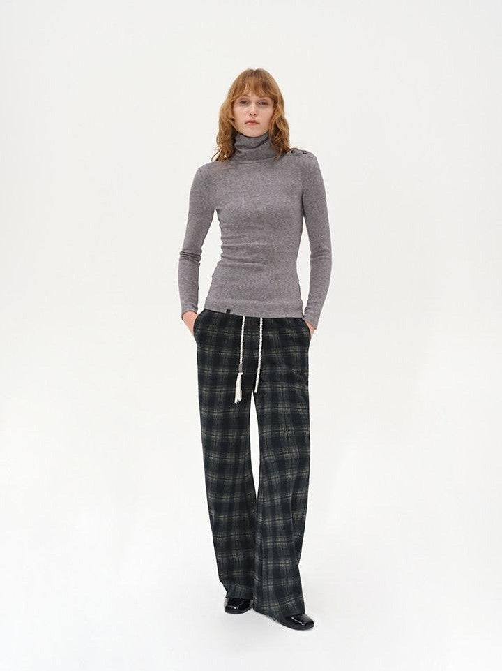 AFTADAWN Plaid Drawstring Cotton Feel Women&