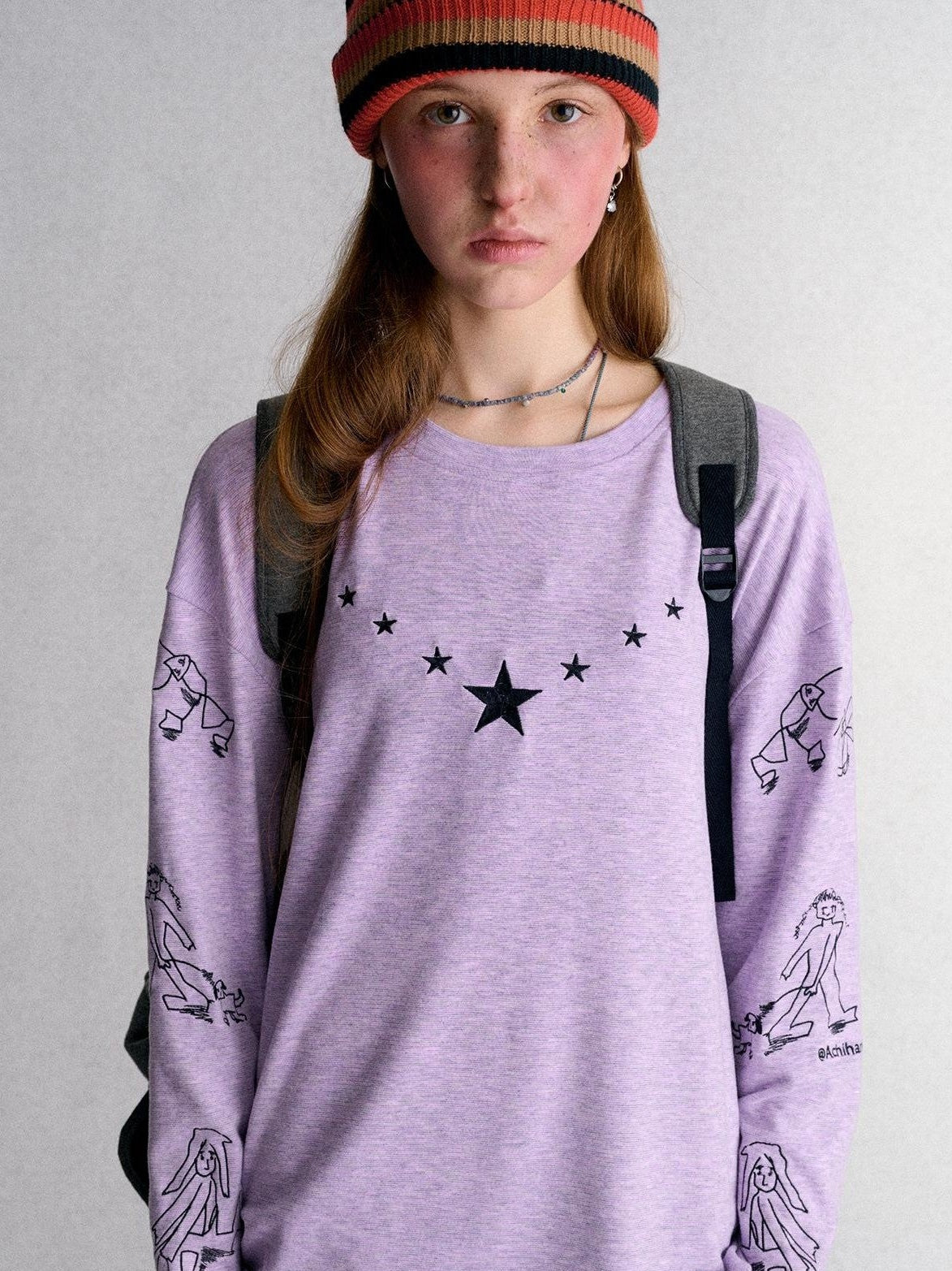 Achihara Star Embroidered Print Loose Fit Women&