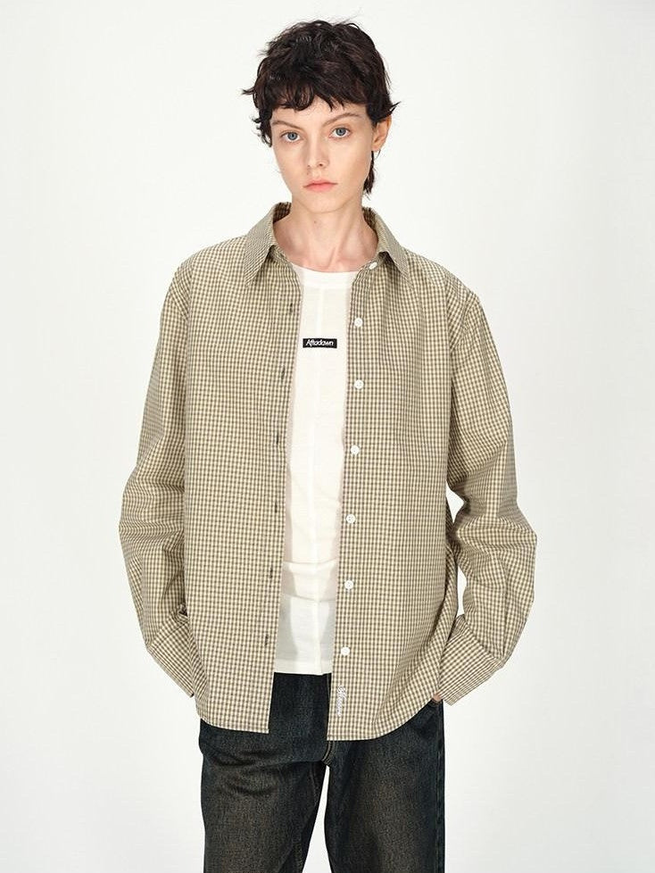 AFTADAWN Contrast Fine Check Oversized Button Polo Collar Women&