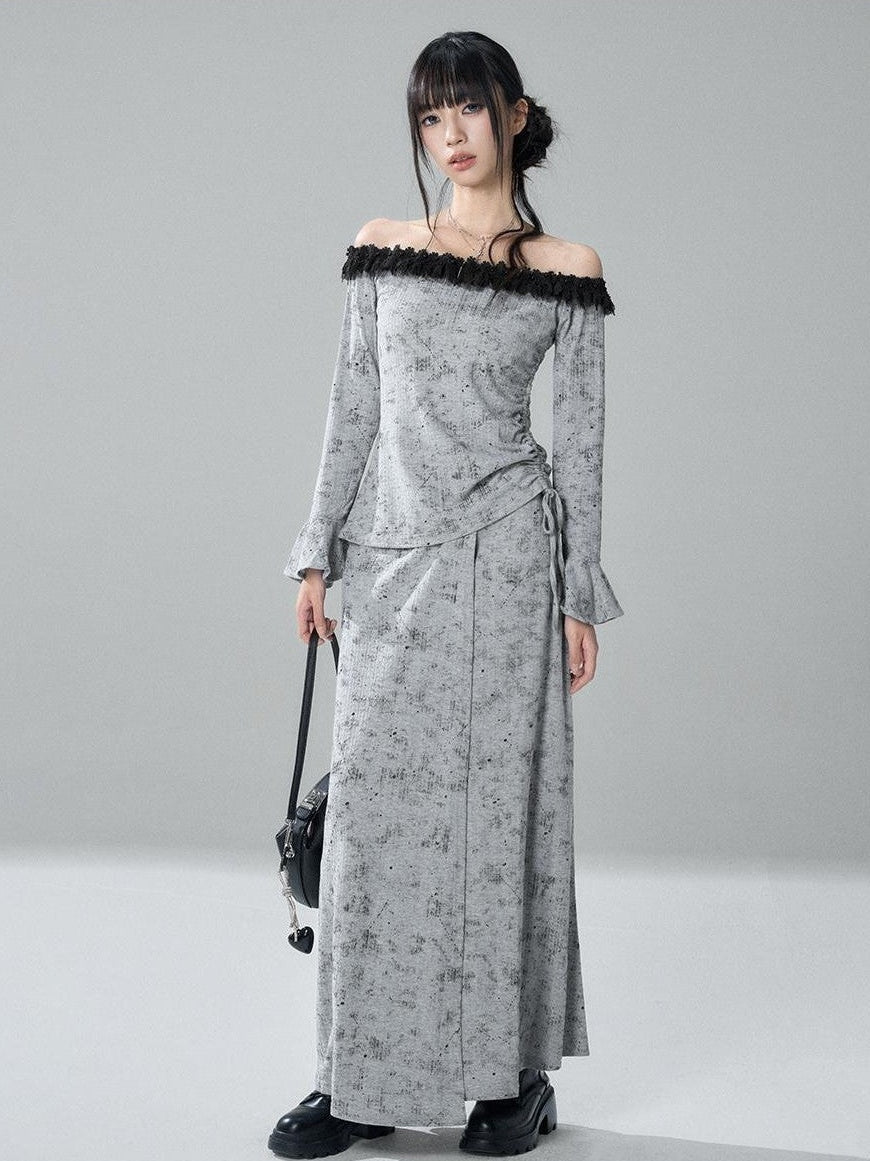 LADYGHOST Ghost Off Shoulder Flared Sleeve Slim Fit Women&