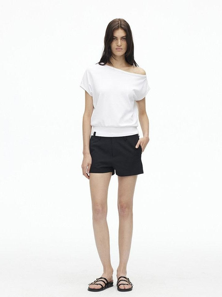 AFTADAWN Solid One Shoulder Asymmetric Slim Women&