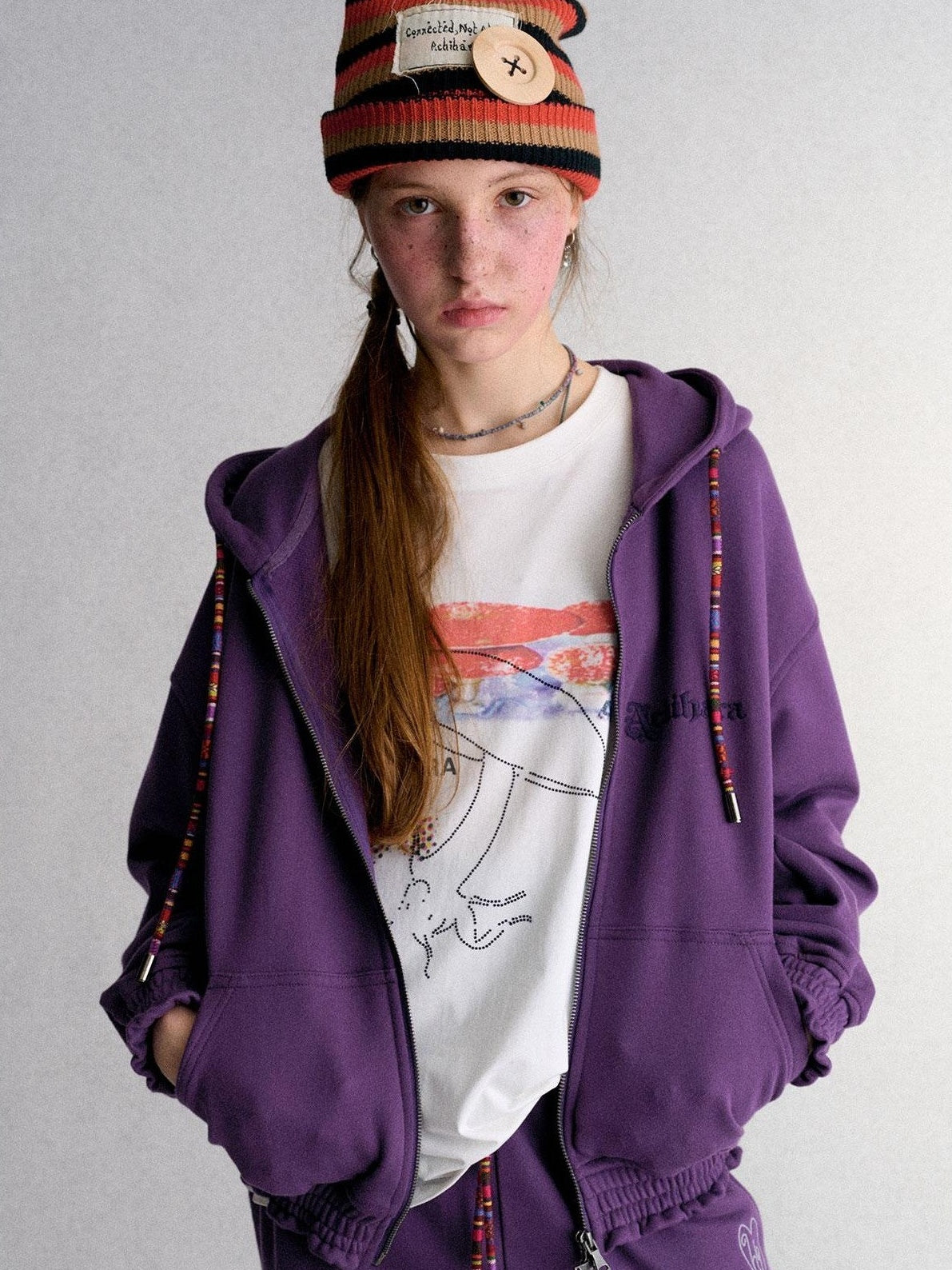 Achihara Print Straight Fit Fleece Lined Women&