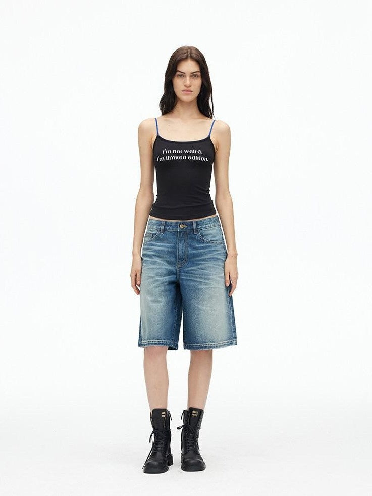 AFTADAWN Contrast Lace Letter Print Halter Slim Elastic Women&