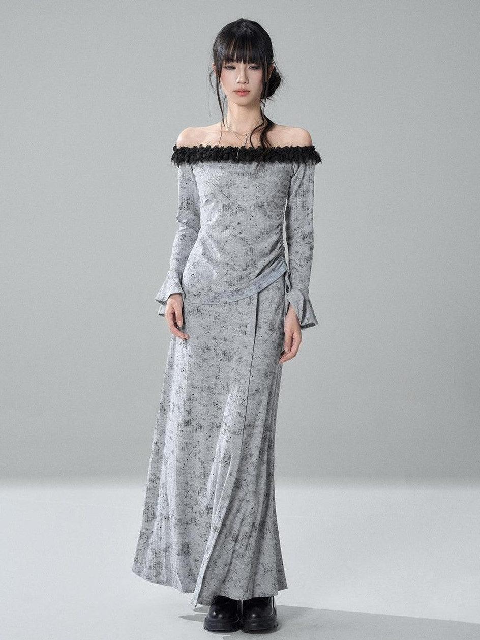 LADYGHOST Ghost Off Shoulder Flared Sleeve Slim Fit Women&
