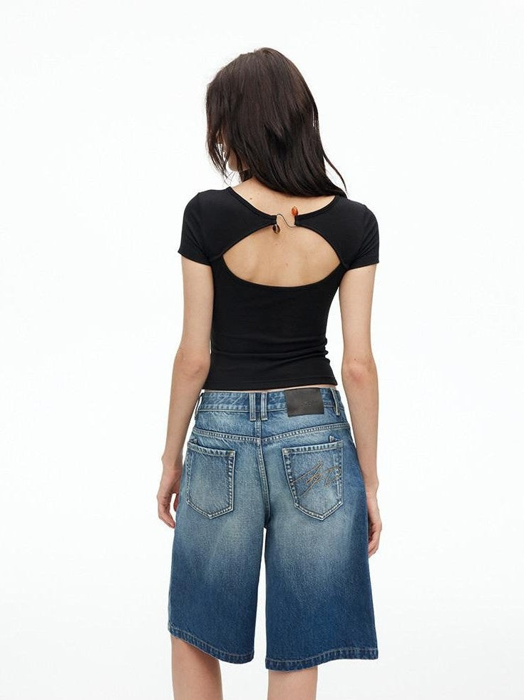 AFTADAWN Beaded Cutout Backless U Neck Women&