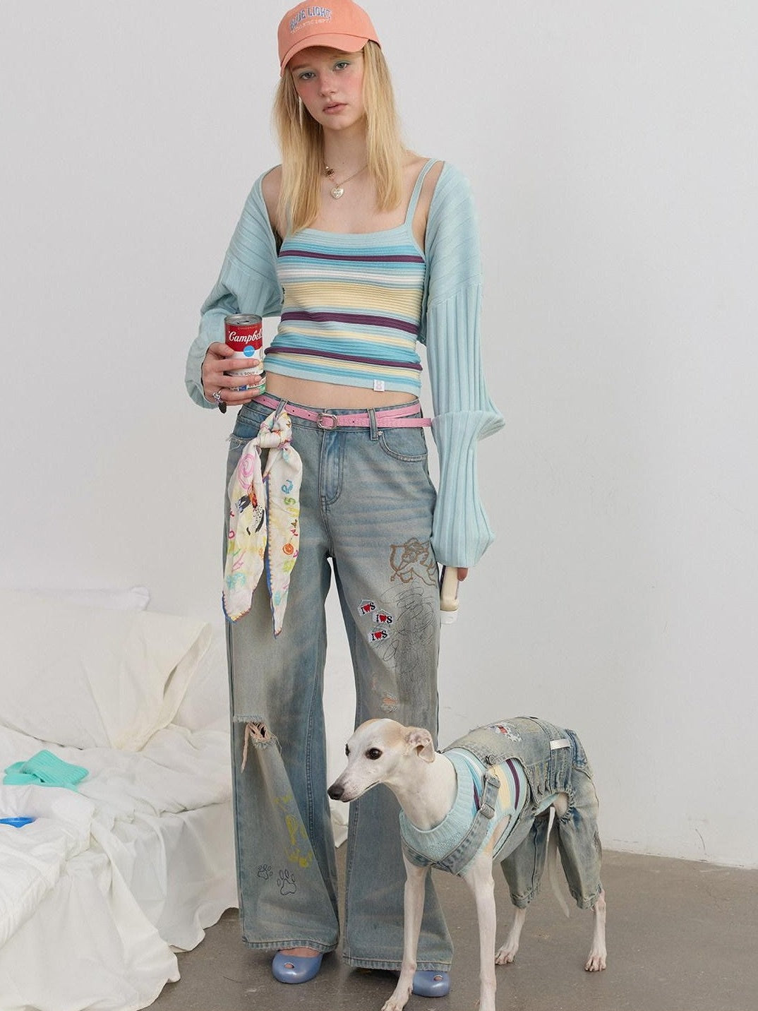 sancco house Gradient Yarn Striped Cardigan Cami Women&