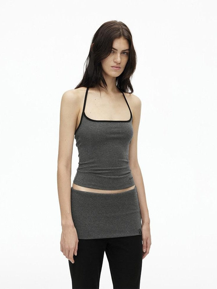 AFTADAWN Colorblock Backless Halter Tie Slim Women&