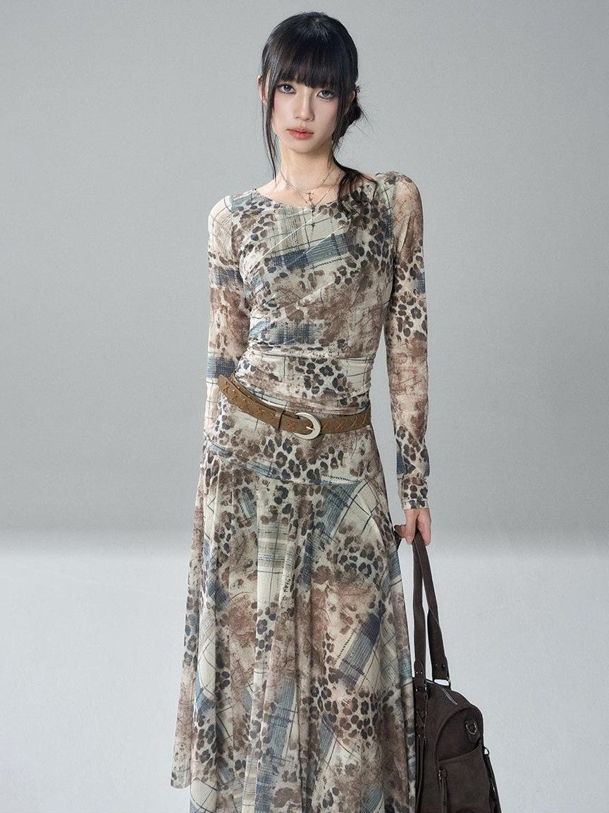 LADYGHOST Ghost Print Long Sleeve Slim Waist Women&