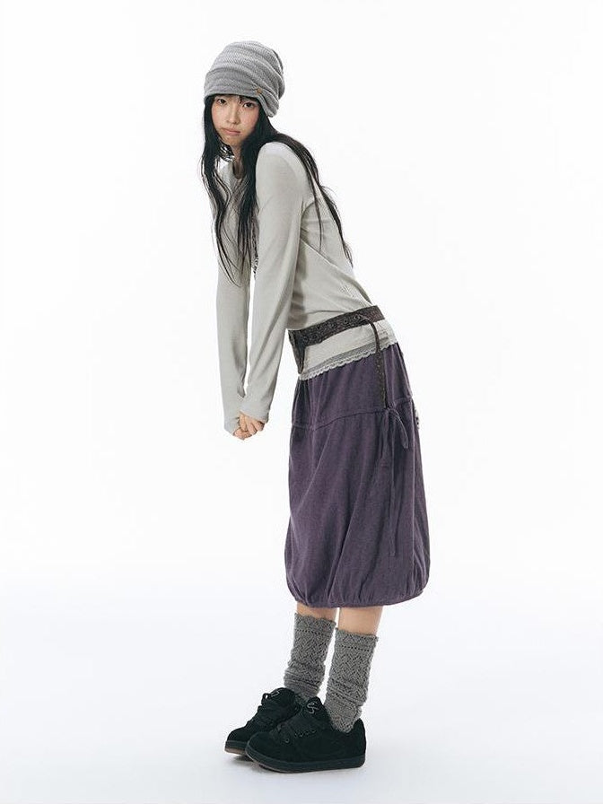 NAPSNAPS Drawstring Split Loose Fit Cotton Women&