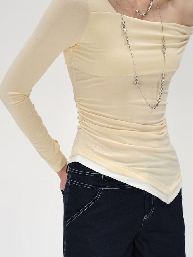 AFTADAWN Asymmetrical Off Shoulder Colorblock Women&