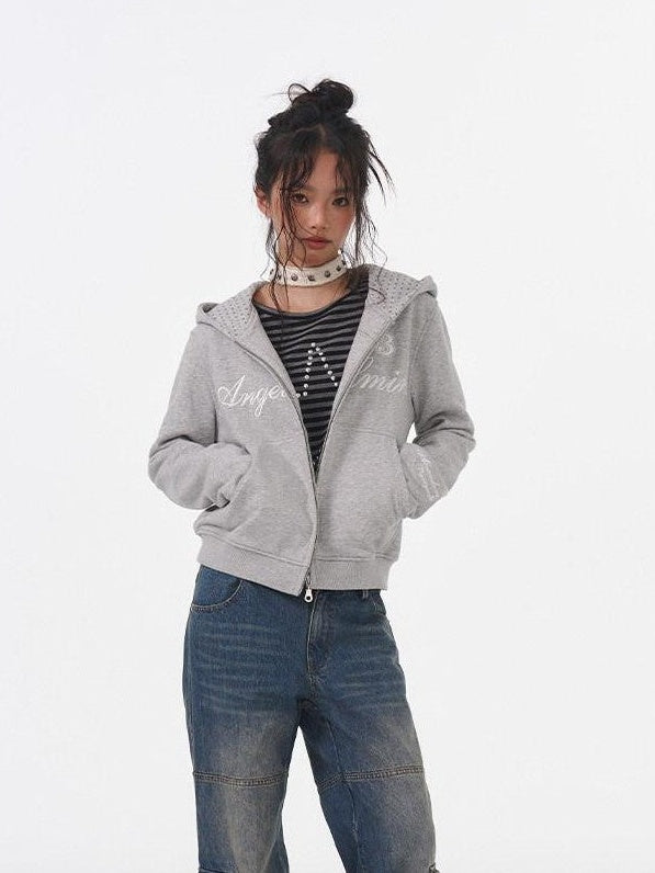 atrandom Star Print Embroidered Slim Cropped Women&