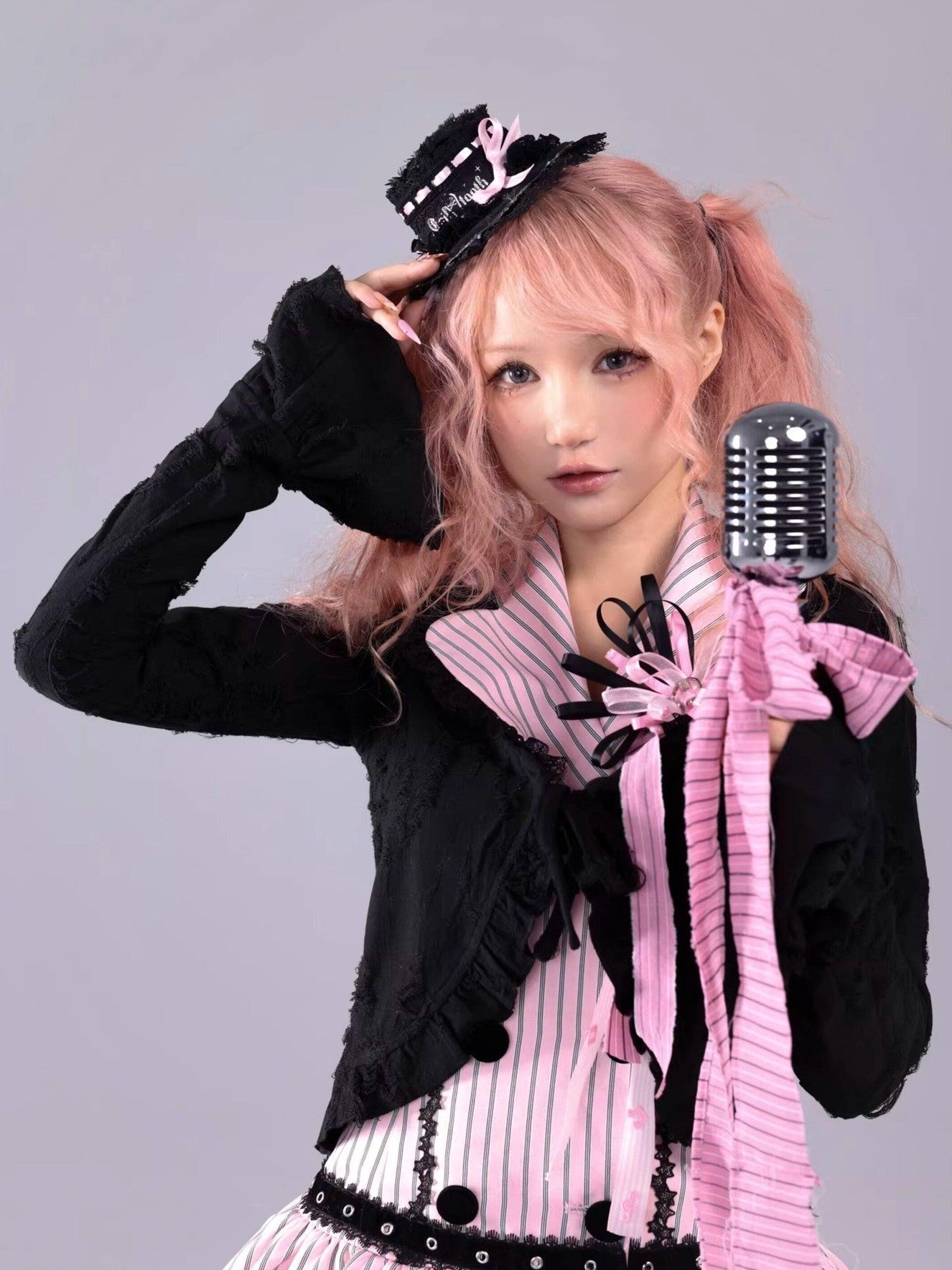 Evil Tooth Heart Stripe Ripped Sailor Collar Cropped Punk Women&