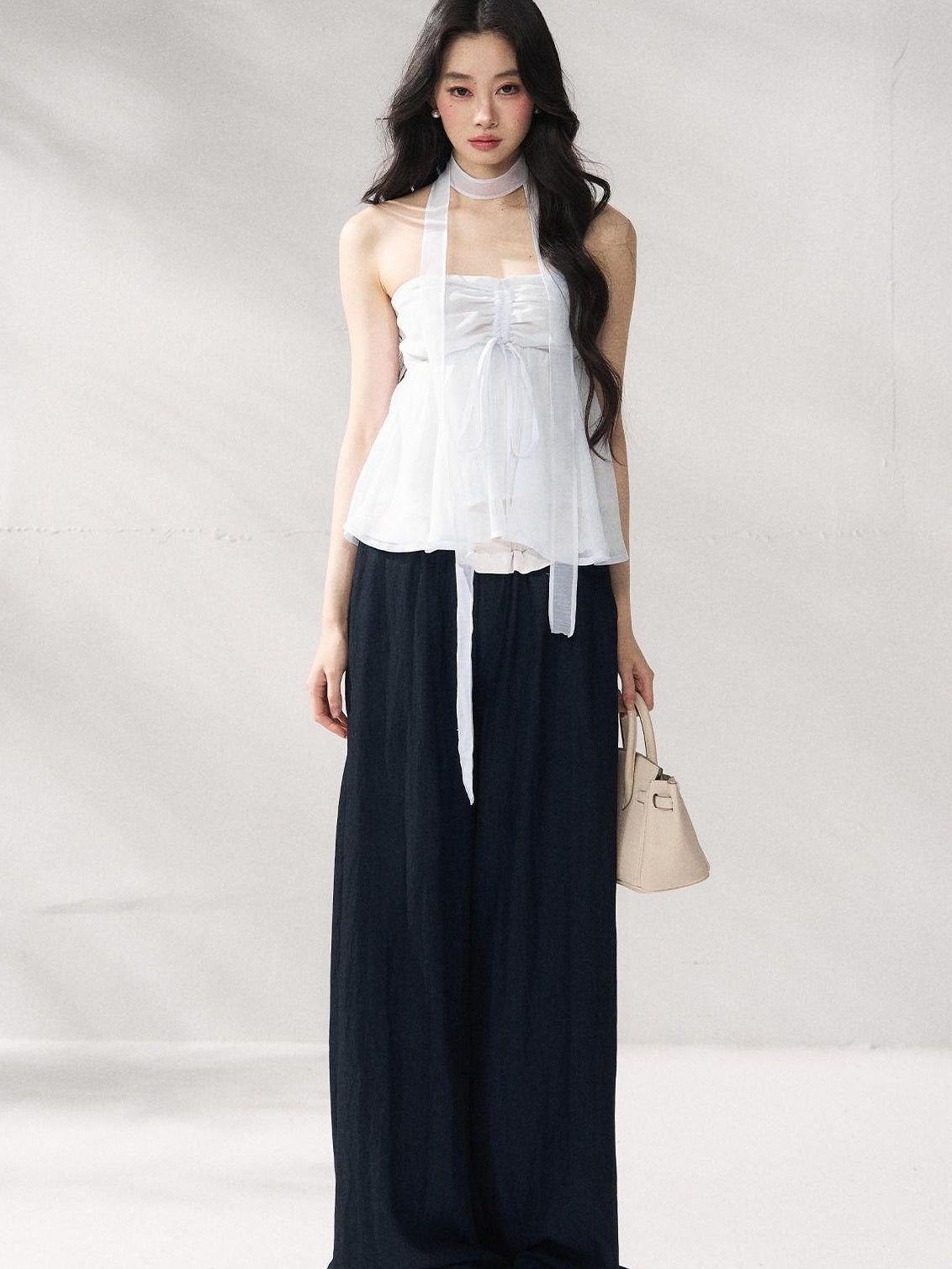 7Shiftin Tie Front Cropped Loose Fit Versatile Solid Color S M L Tube Tops