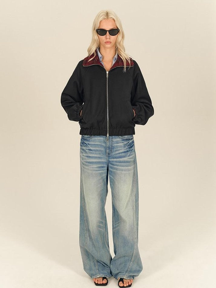 AFTADAWN Reversible Red Plaid Boxy Oversized Women&