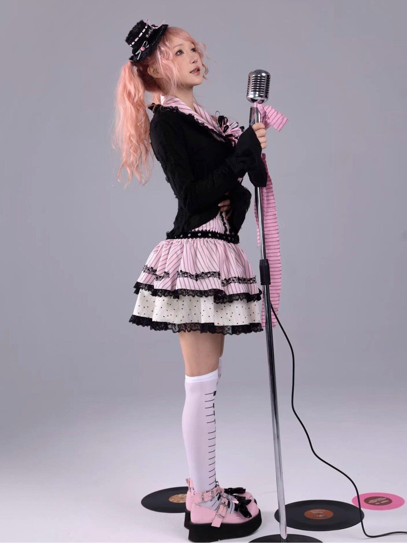 Evil Tooth Heart Stripe Ripped Sailor Collar Cropped Punk Women&