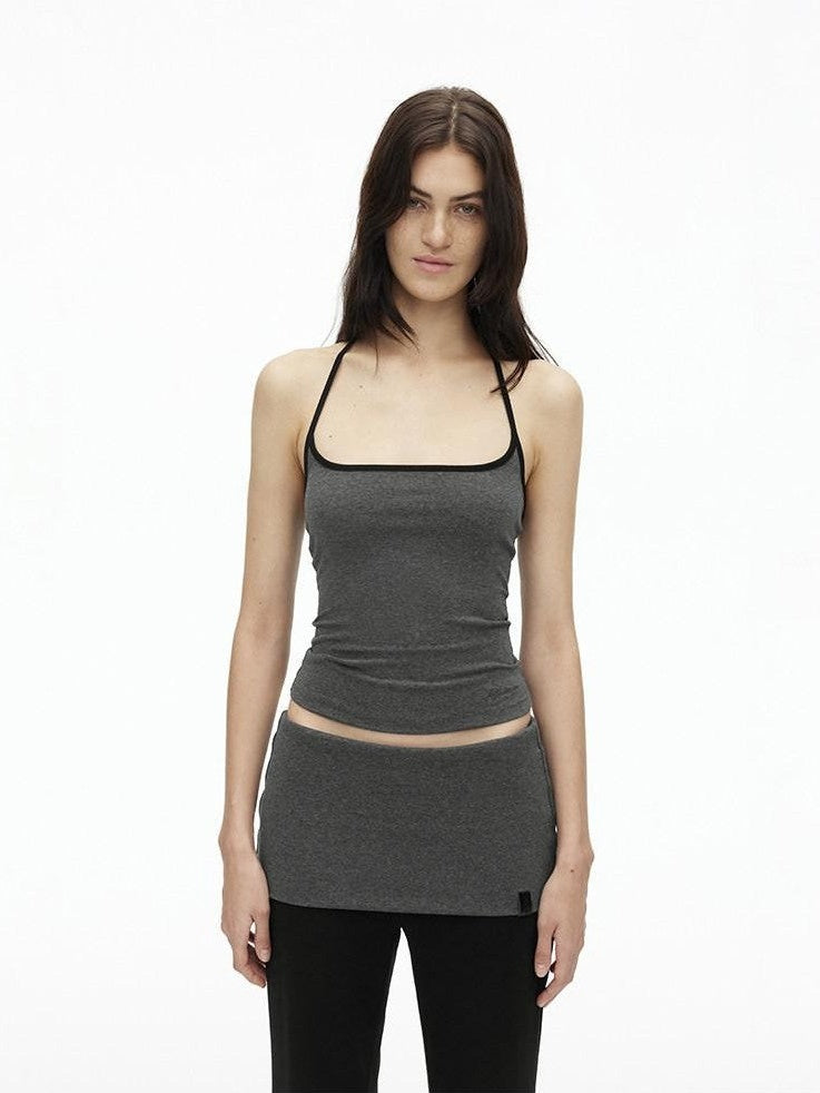 AFTADAWN Colorblock Backless Halter Tie Slim Women&