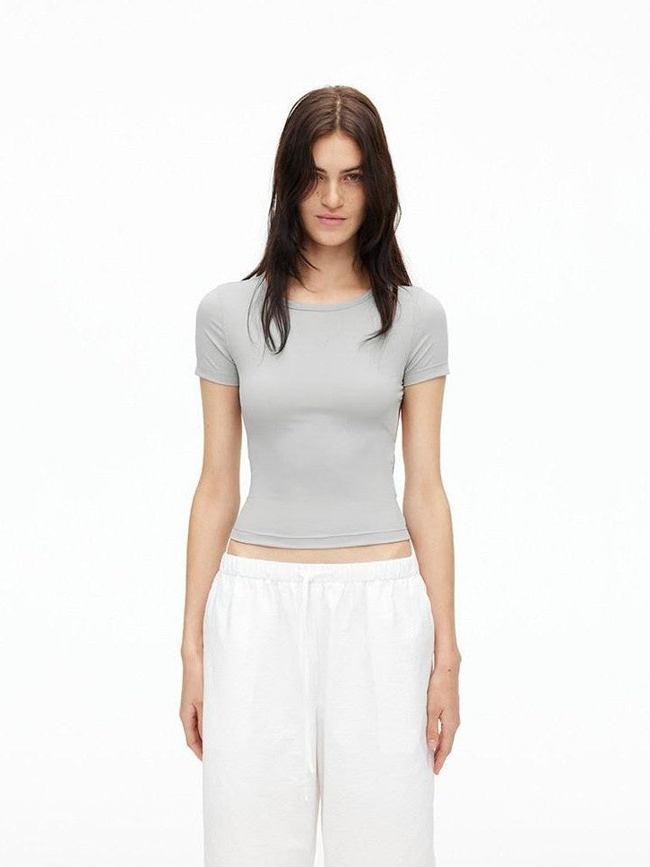 AFTADAWN Solid Breathable Quick Dry U Neck Women&