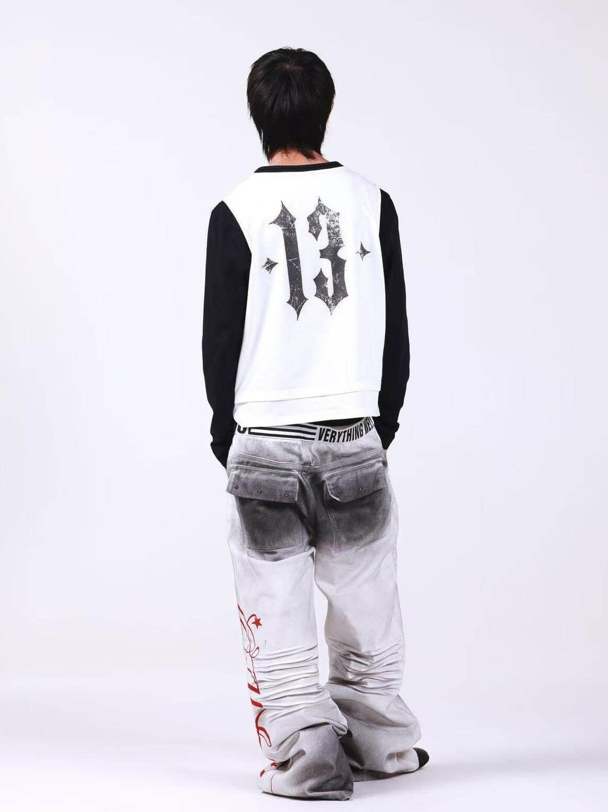 DETW onLine Skull Print Double Neck Contrast Women&