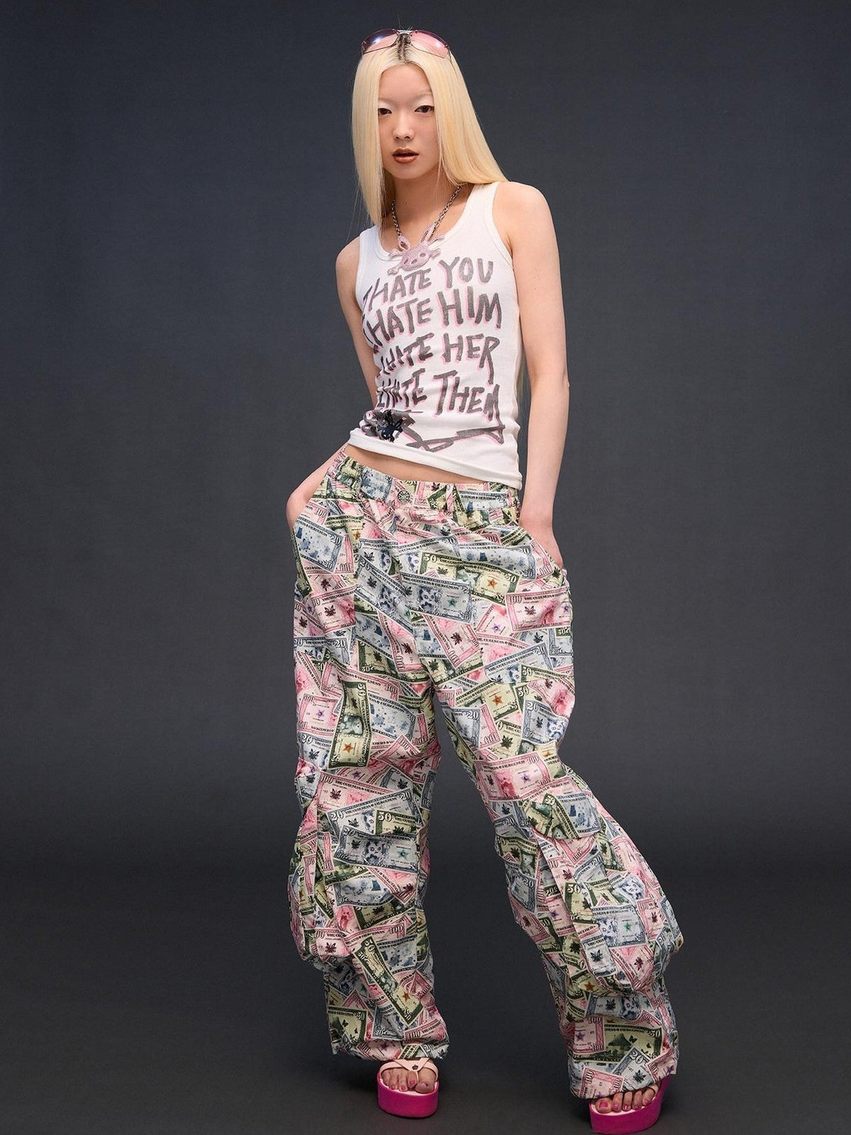 CFIERCE Money Print Cargo Multi Pocket Women&