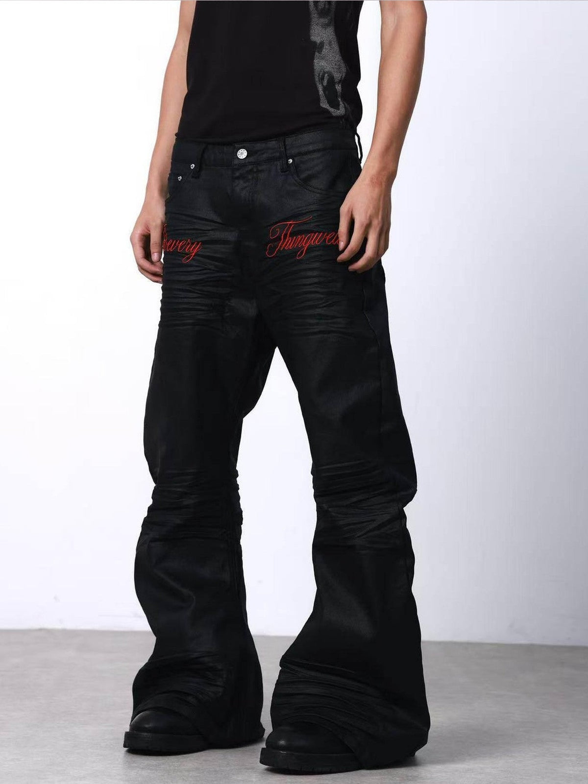 DETW onLine Brushed Wax Coated Pleated Embroidered Women&