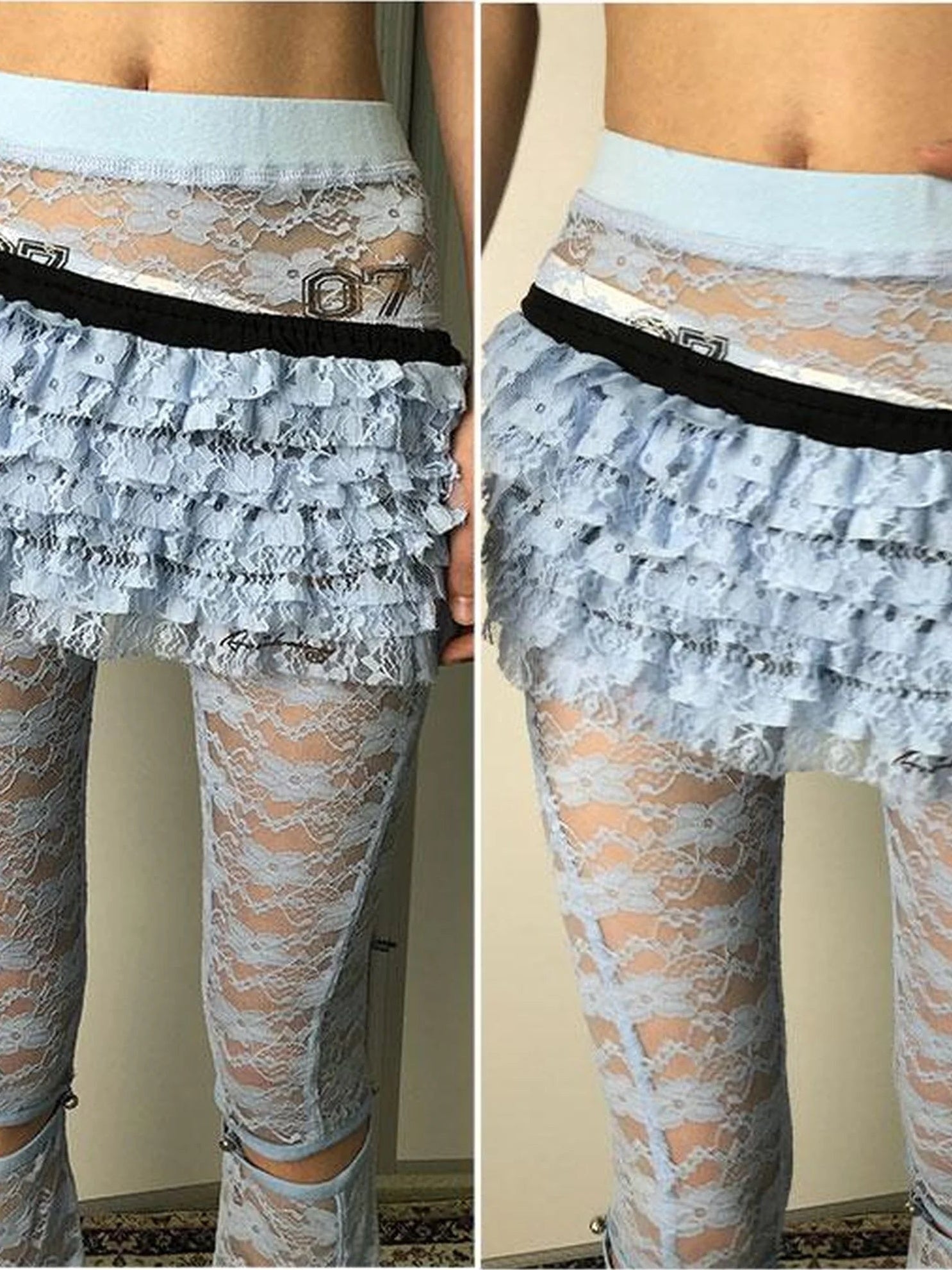 Achihara Layered Lace A-Line Mini Skirt