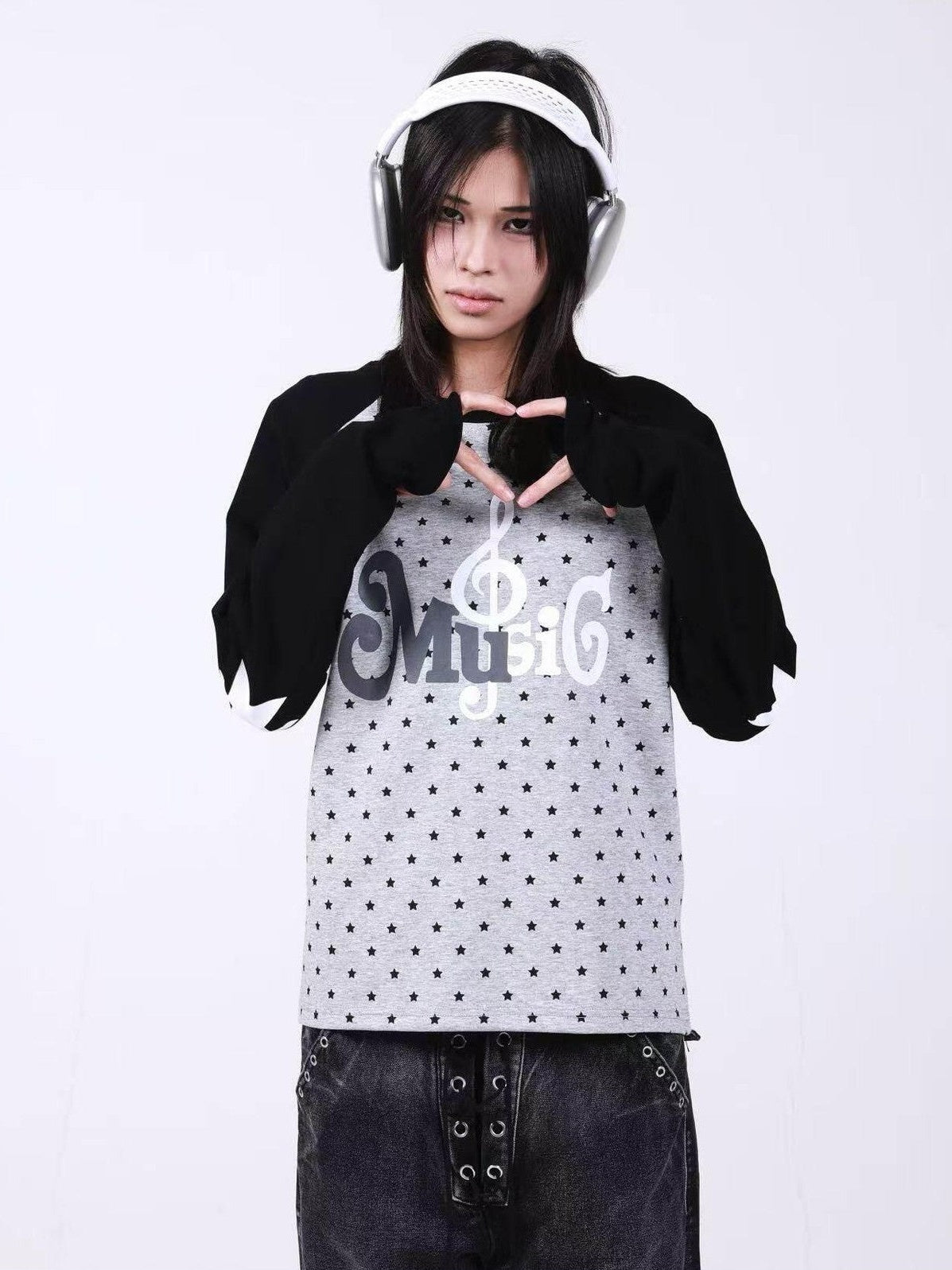 DETW onLine Star Music Contrast Print Raglan Slim Women&