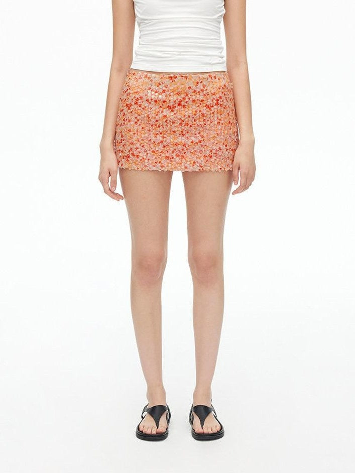 AFTADAWN Multicolor Sequined Mesh Low Rise Lined Women&