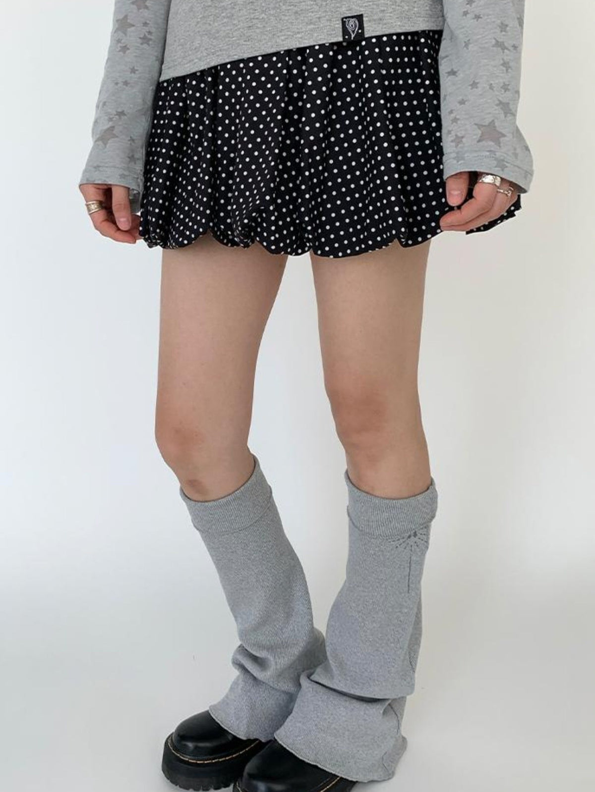 atrandom Black White Flared Ballet Skirt With Safety Shorts Dresses