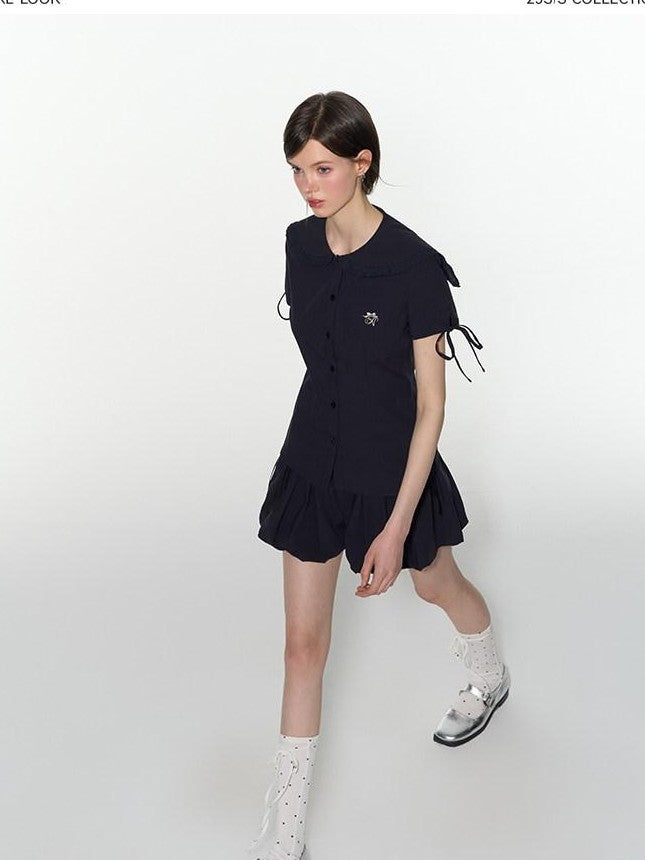 NAPSNAPS Navy Lace Sailor Collar Tie Academy Women&