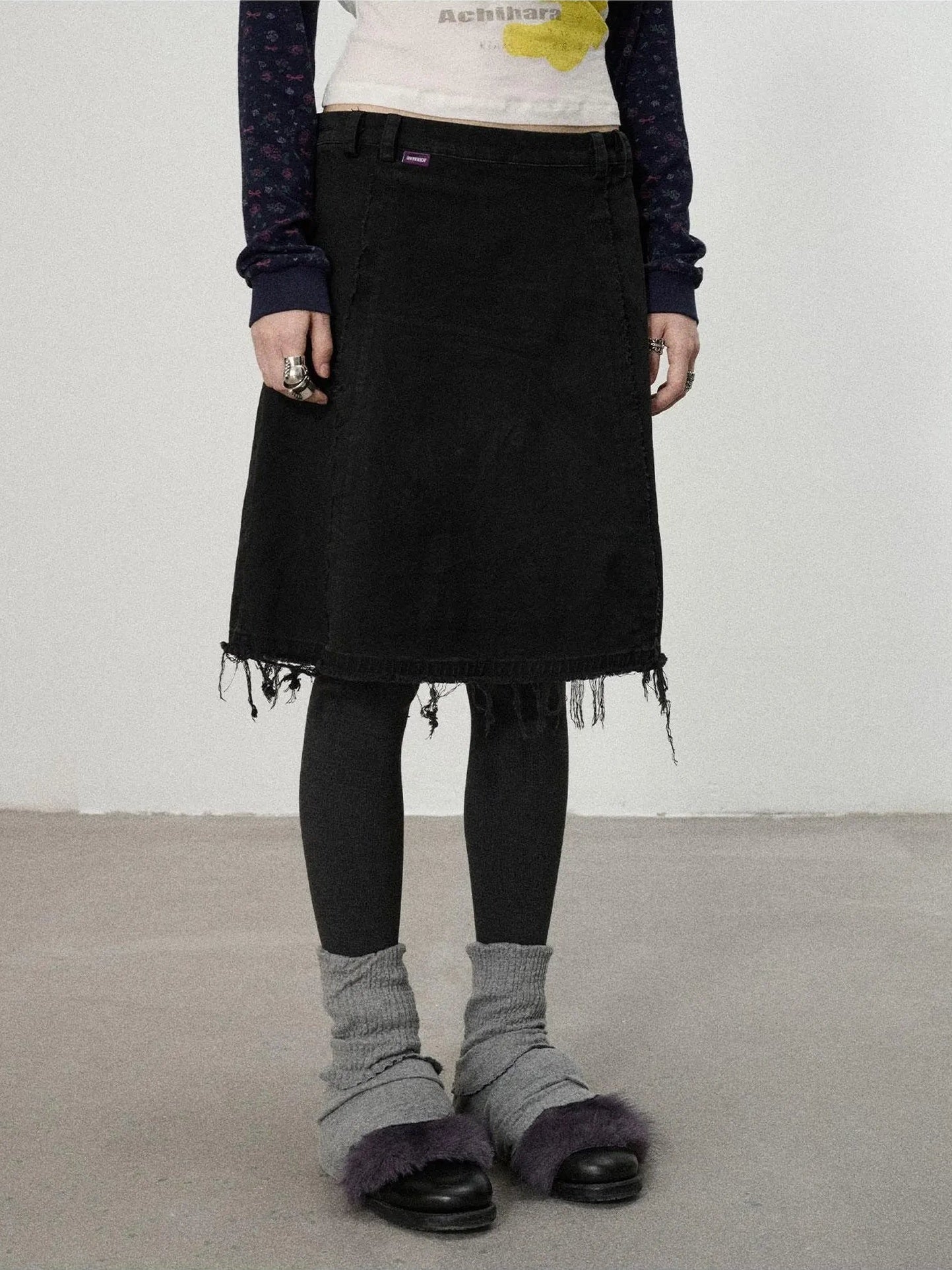 Achihara Vintage Fade Cotton Slip Skirt