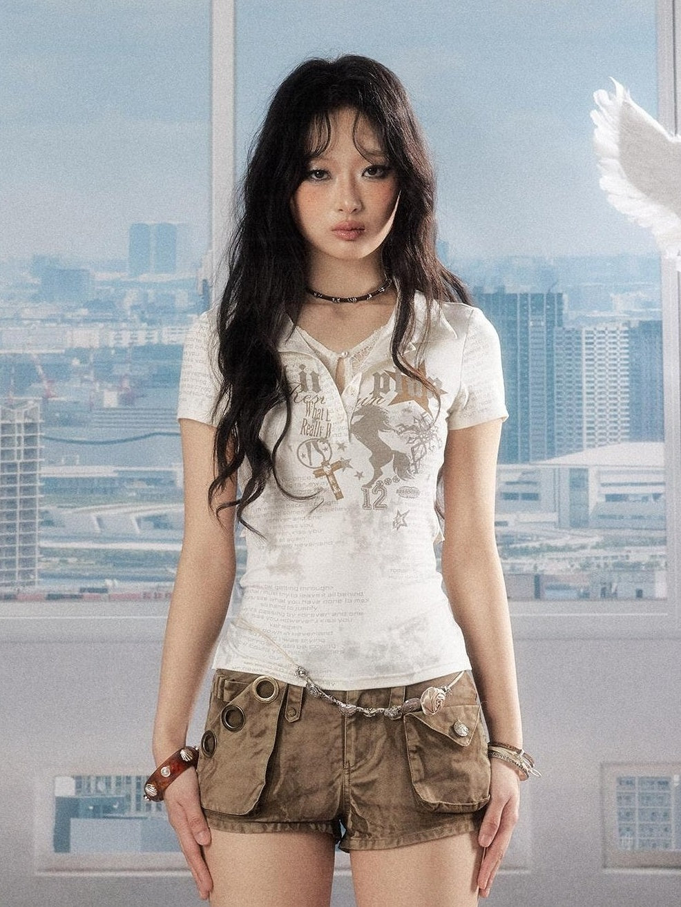 ALL iN plan Casual Relaxed Natural Waist Khaki Lightweight Design For Women Cargo Pants