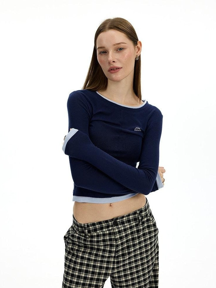 AFTADAWN Colorblock Faux Two Piece Women&