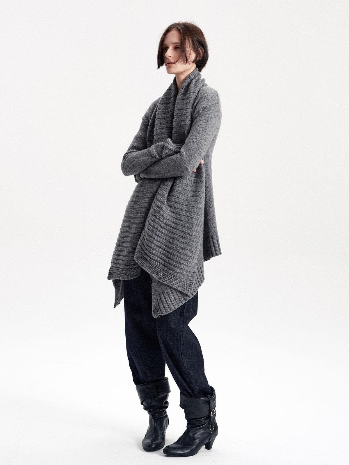 LYUOCHENG Asymmetric Irregular British Vintage Reversible Women&