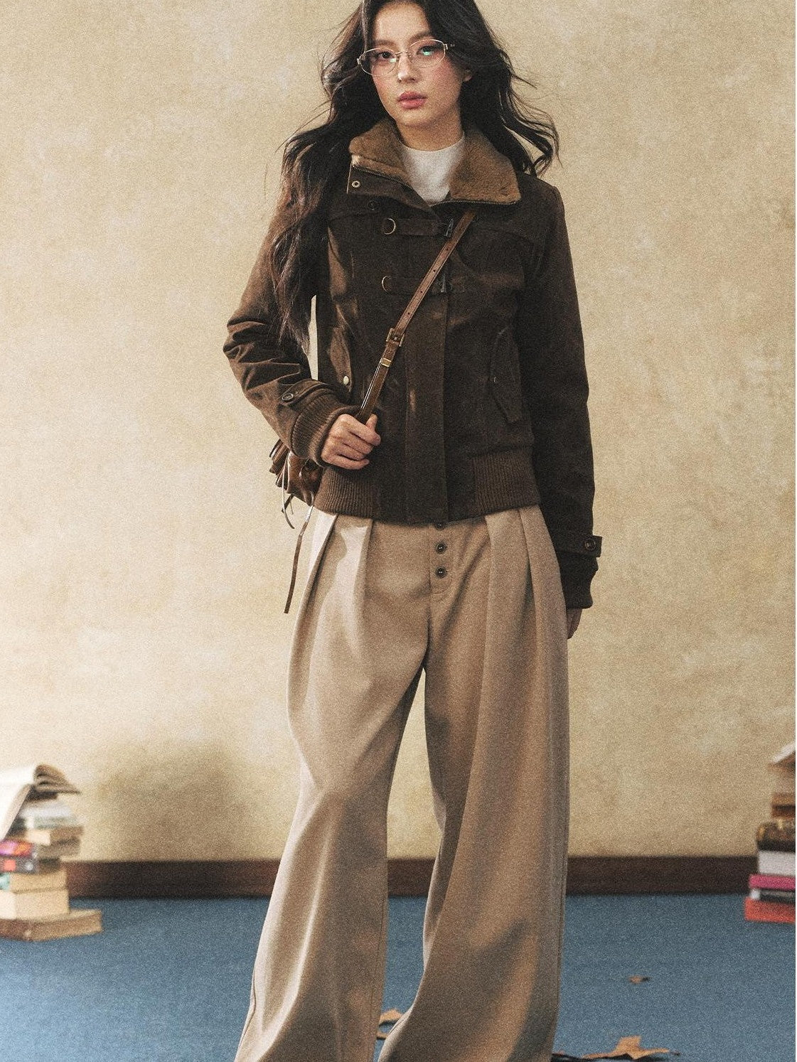 7Shiftin Khaki Drapey Button Natural Waist Casual Women&