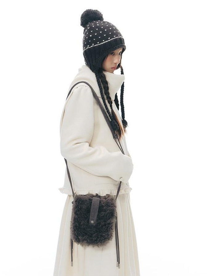 NAPSNAPS Fuzzy Handcrafted Buttonhole Magnetic Crossbody Women&