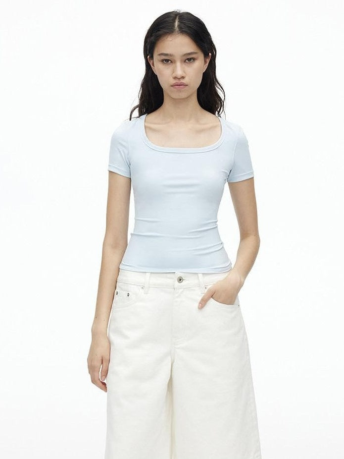 AFTADAWN Airy Quick Dry U Neck Slim Fit Sport Women&