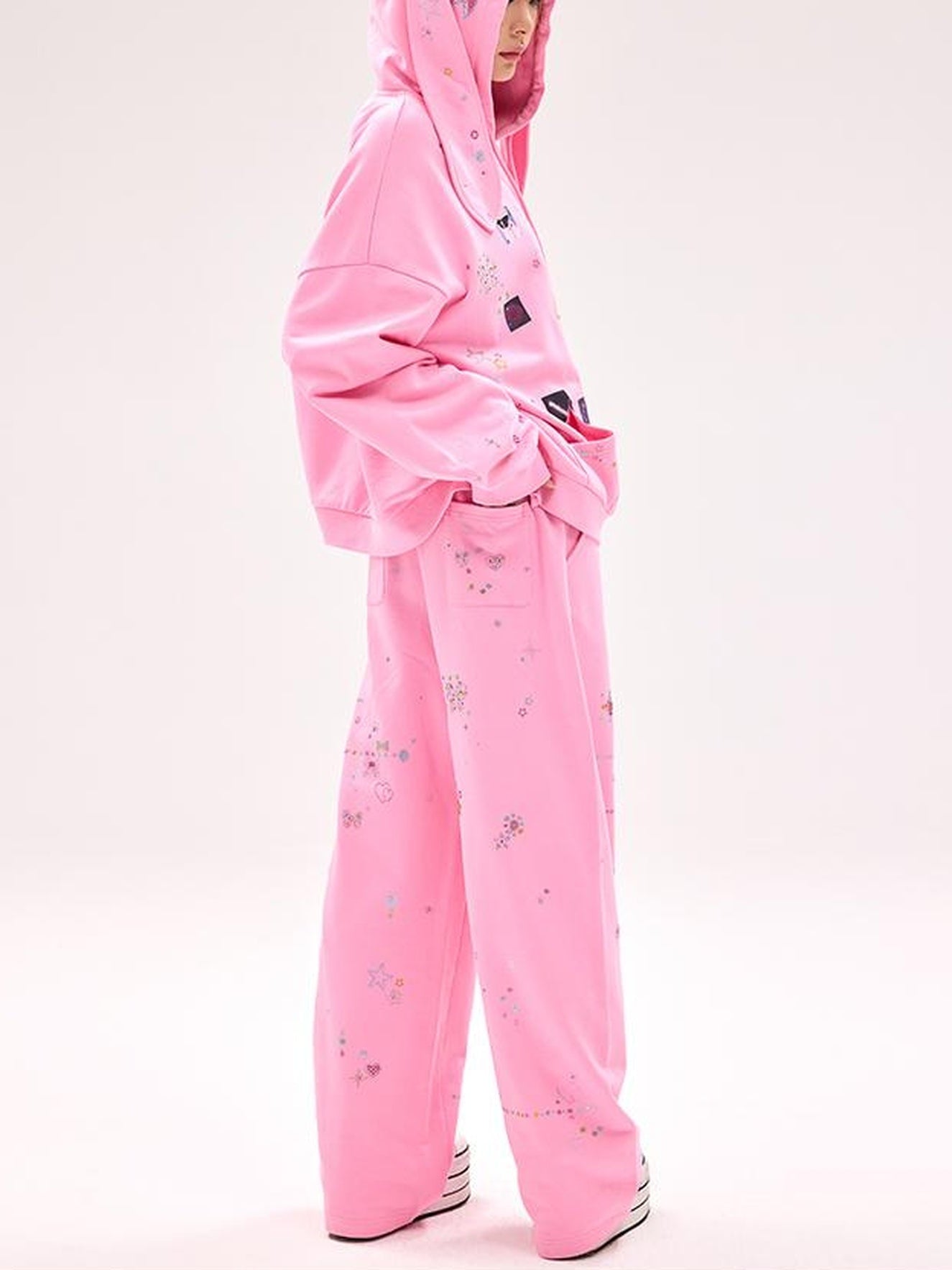 CFIERCE Crystal Embellished Cotton Sweatpants