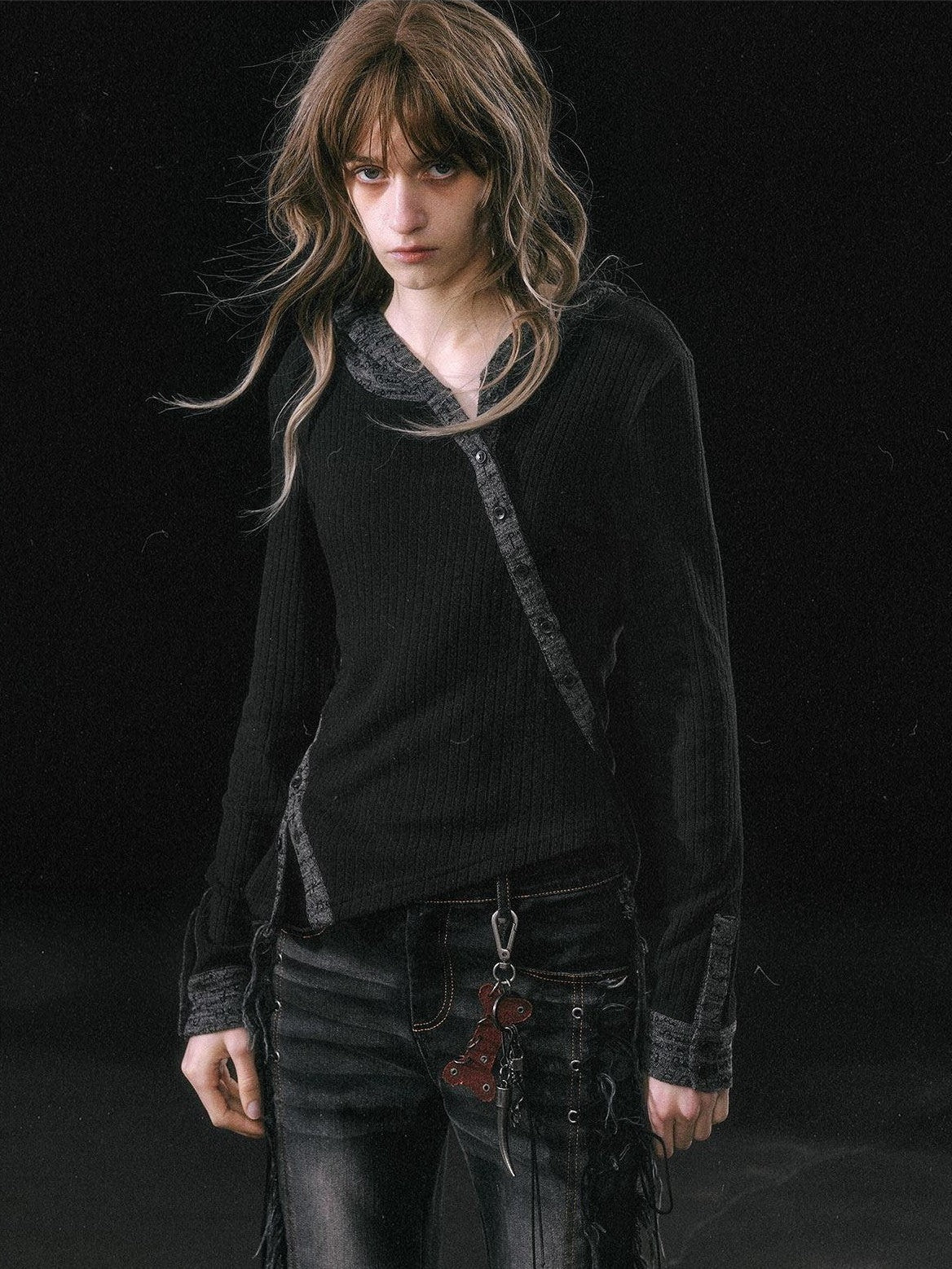 Cest Nous Deep Red Punk Bone Hanging Chain Women&