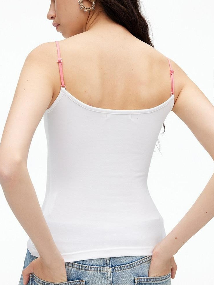 AFTADAWN Contrast Lace Letter Print Halter Slim Elastic Women&