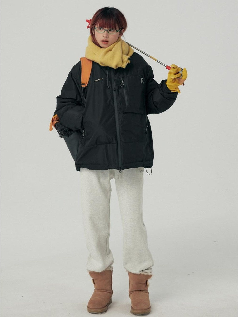 BETWEENAND Black Hooded Waterproof Dog Patch Women&