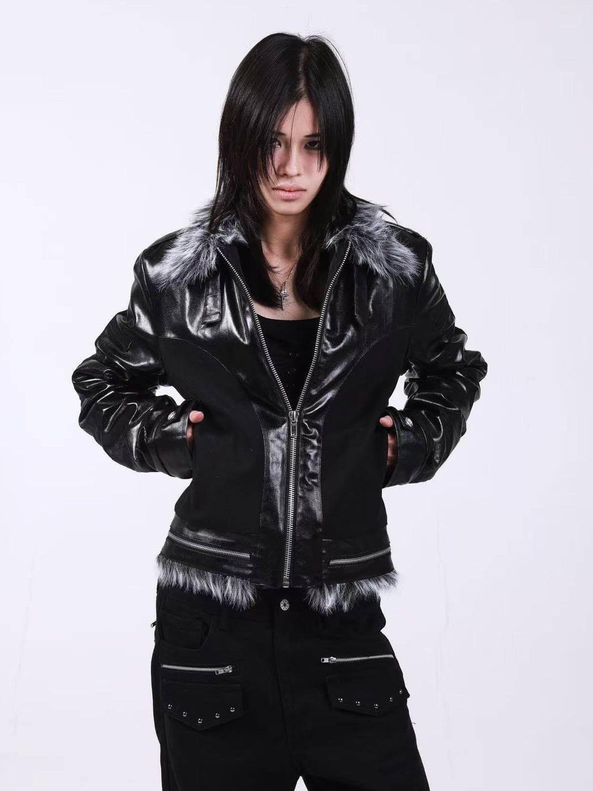 DETW onLine Dark Knight Cross Washed Wax Faux Fur Collar Women&