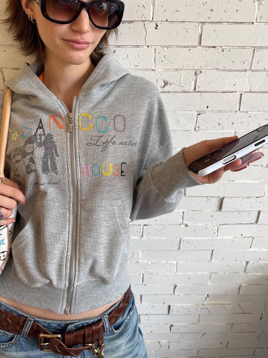 sancco house Cropped Graffiti Print Two Piece Women&