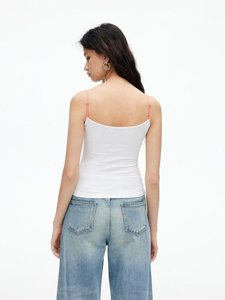 AFTADAWN Contrast Lace Letter Print Halter Slim Elastic Women&