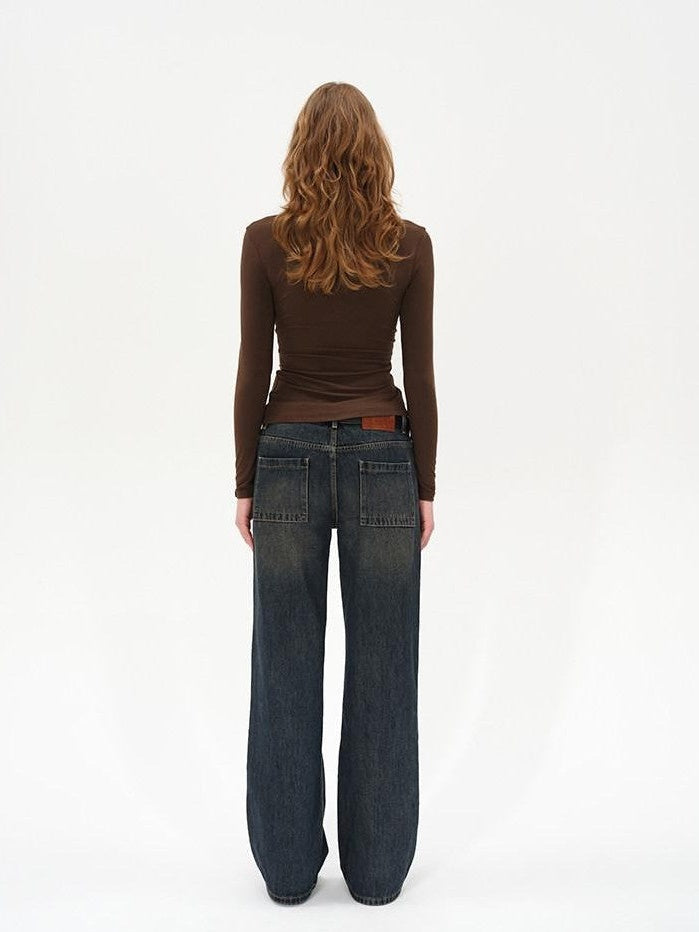 AFTADAWN Irregular Button Placket Faux Layered Women&