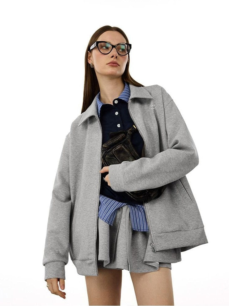 AFTADAWN Gray Air Layer Zip Polo Tulip Skirt Women&