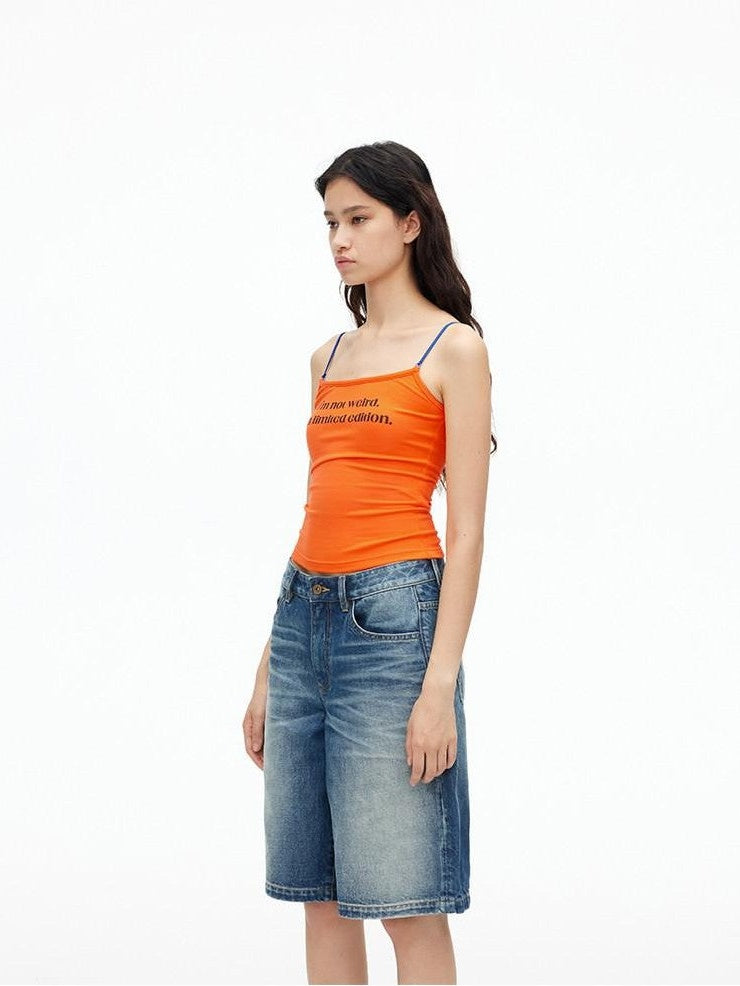 AFTADAWN Contrast Lace Letter Print Halter Slim Elastic Women&