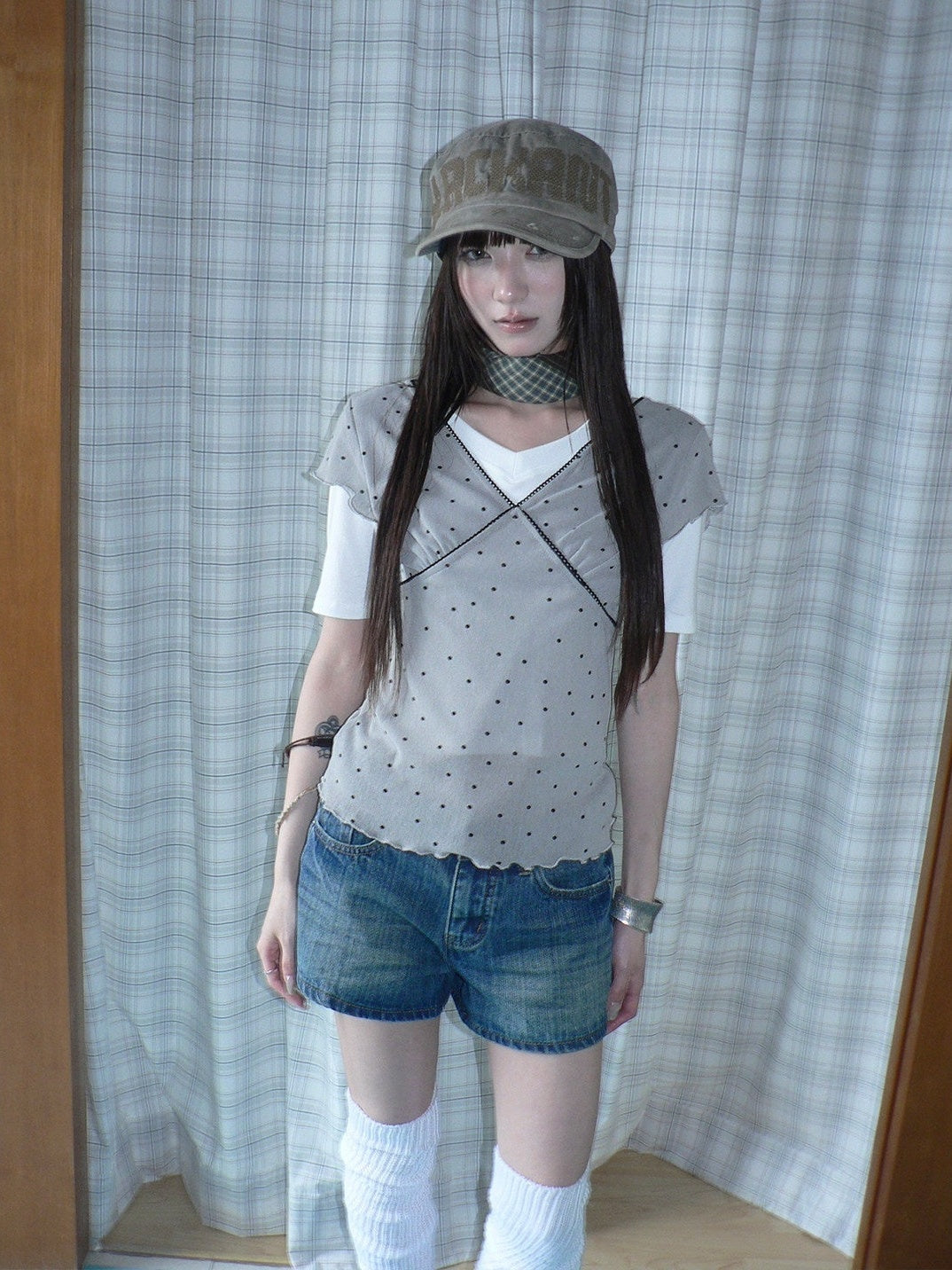 ang project Vintage Polka Dot Patchwork V-neck Women&